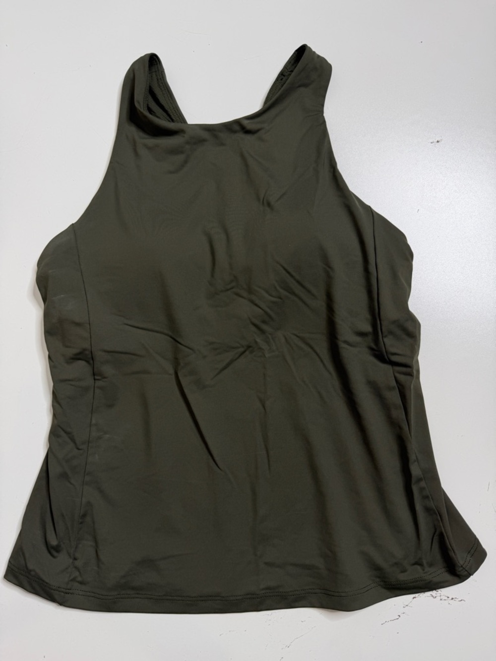 Athleta high neck tank top built in bra green small lightning support